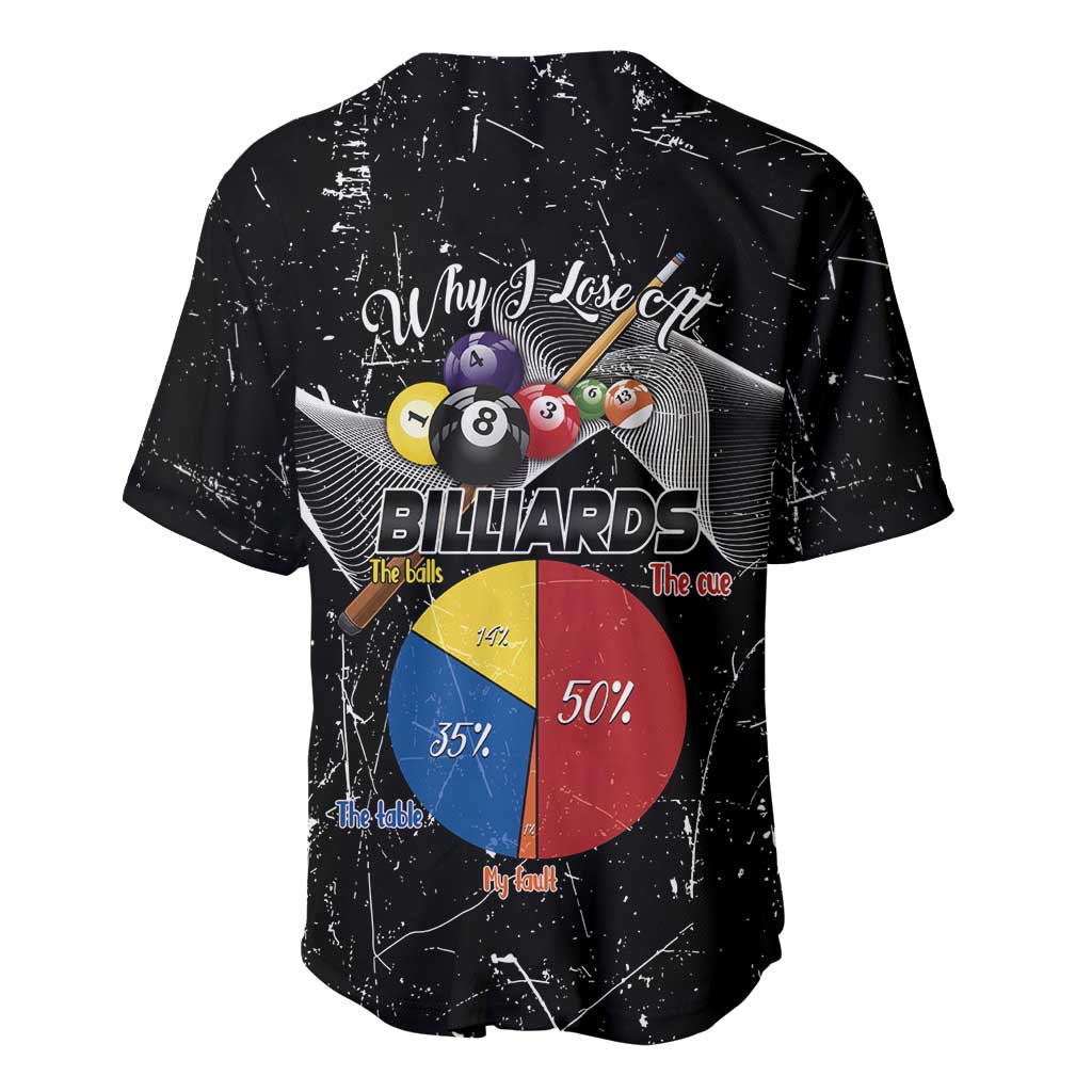Why I Lose At Billiards Baseball Jersey Funny Grunge Style - Wonder Print Shop