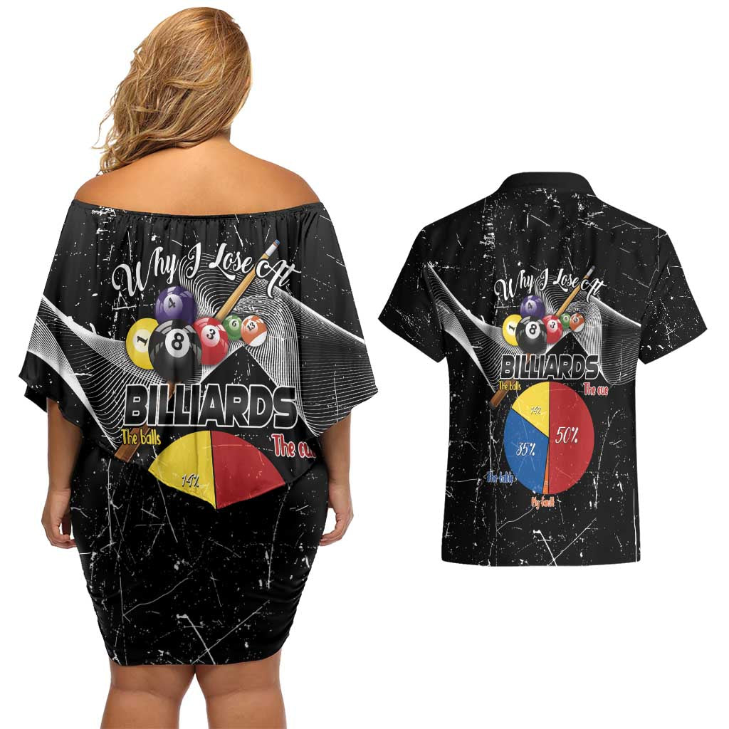 Why I Lose At Billiards Couples Matching Off Shoulder Short Dress and Hawaiian Shirt Funny Grunge Style - Wonder Print Shop
