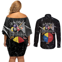 Why I Lose At Billiards Couples Matching Off Shoulder Short Dress and Long Sleeve Button Shirt Funny Grunge Style - Wonder Print Shop