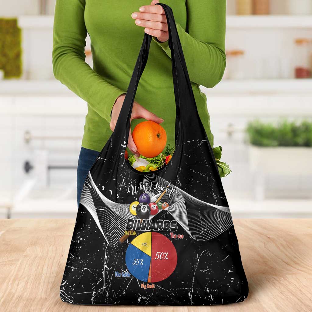 Why I Lose At Billiards Grocery Bag Funny Grunge Style - Wonder Print Shop