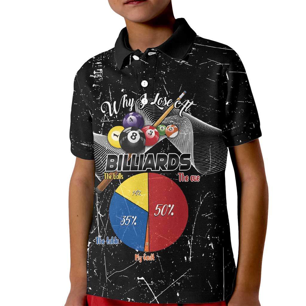 Why I Lose At Billiards Kid Polo Shirt Funny Grunge Style - Wonder Print Shop