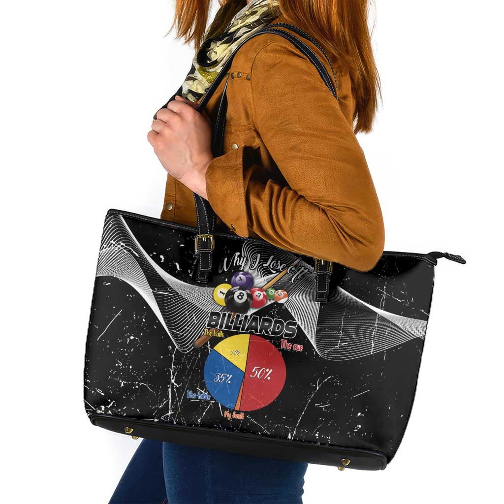 Why I Lose At Billiards Leather Tote Bag Funny Grunge Style - Wonder Print Shop