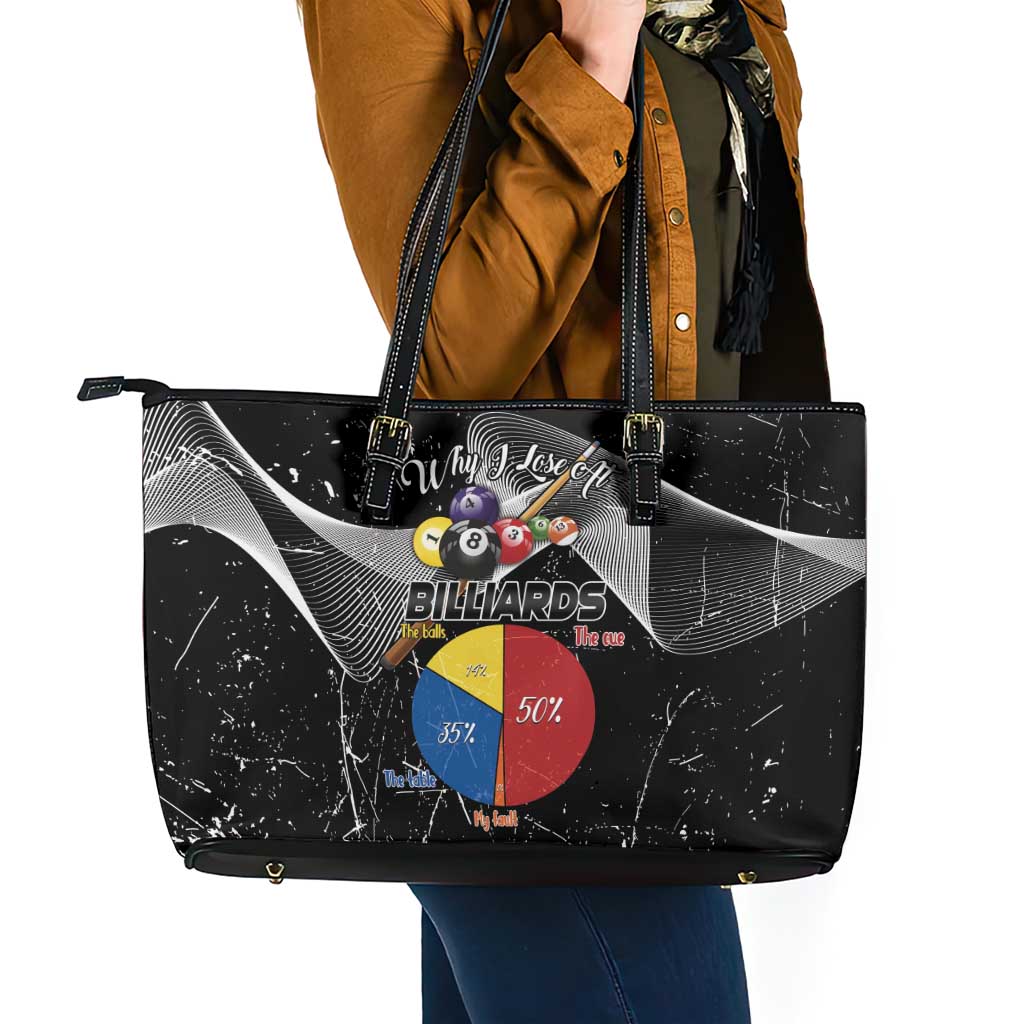 Why I Lose At Billiards Leather Tote Bag Funny Grunge Style - Wonder Print Shop