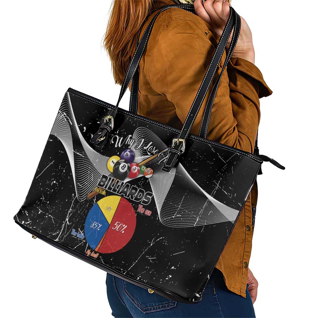 Why I Lose At Billiards Leather Tote Bag Funny Grunge Style - Wonder Print Shop