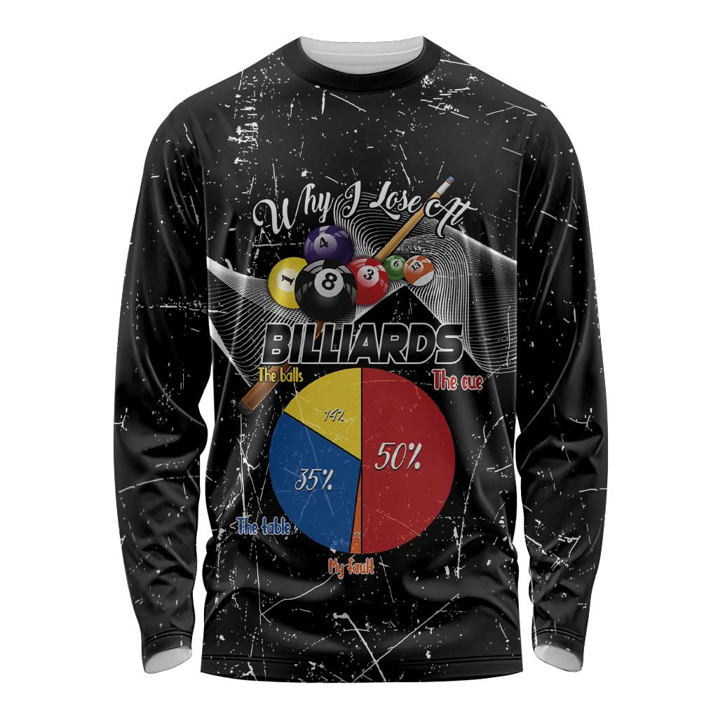 Why I Lose At Billiards Long Sleeve Shirt Funny Grunge Style - Wonder Print Shop