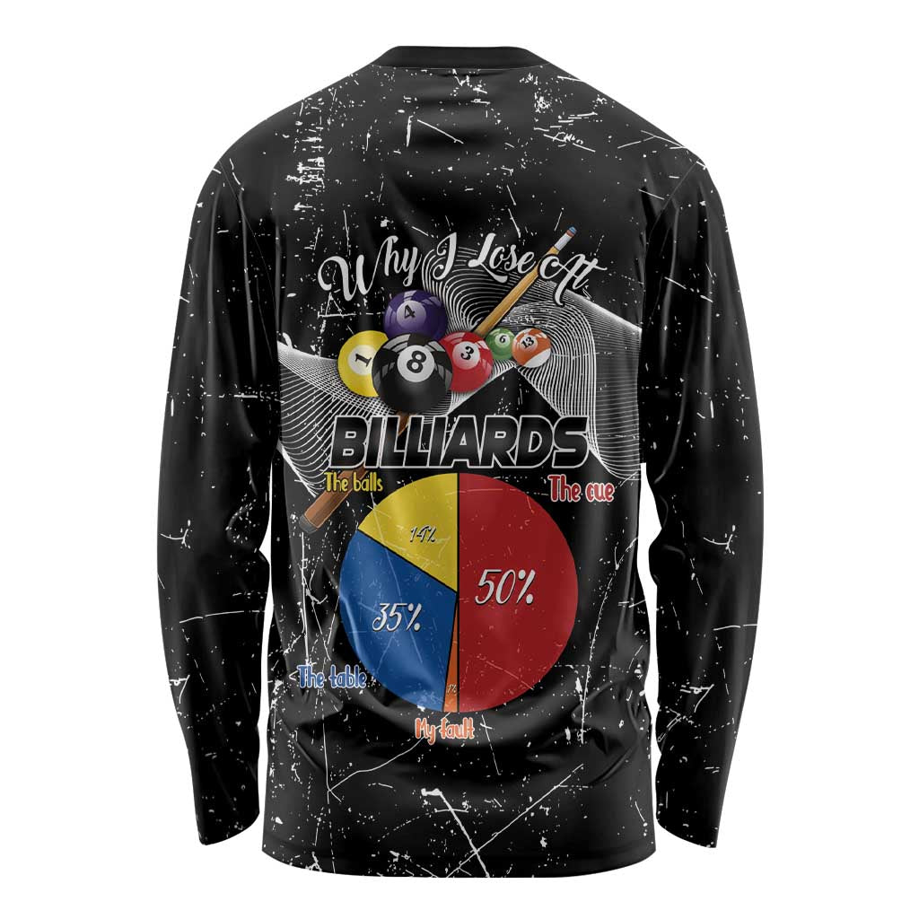 Why I Lose At Billiards Long Sleeve Shirt Funny Grunge Style - Wonder Print Shop