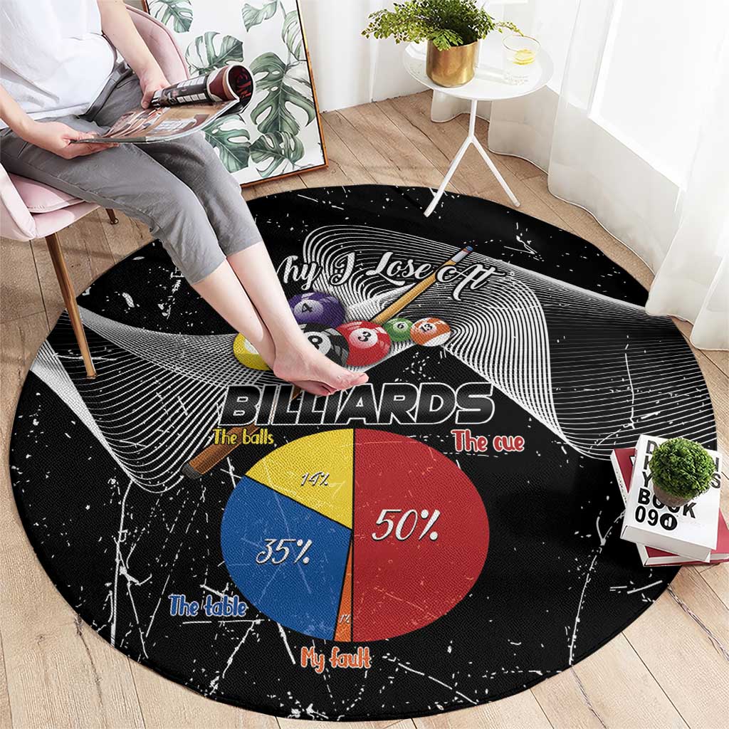 Why I Lose At Billiards Round Carpet Funny Grunge Style - Wonder Print Shop