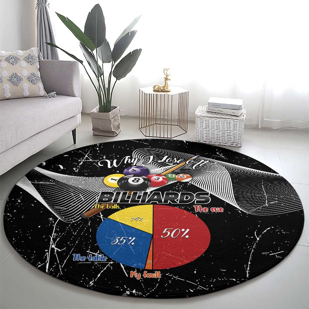 Why I Lose At Billiards Round Carpet Funny Grunge Style - Wonder Print Shop