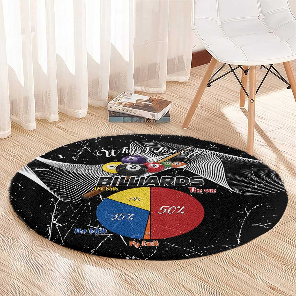 Why I Lose At Billiards Round Carpet Funny Grunge Style - Wonder Print Shop