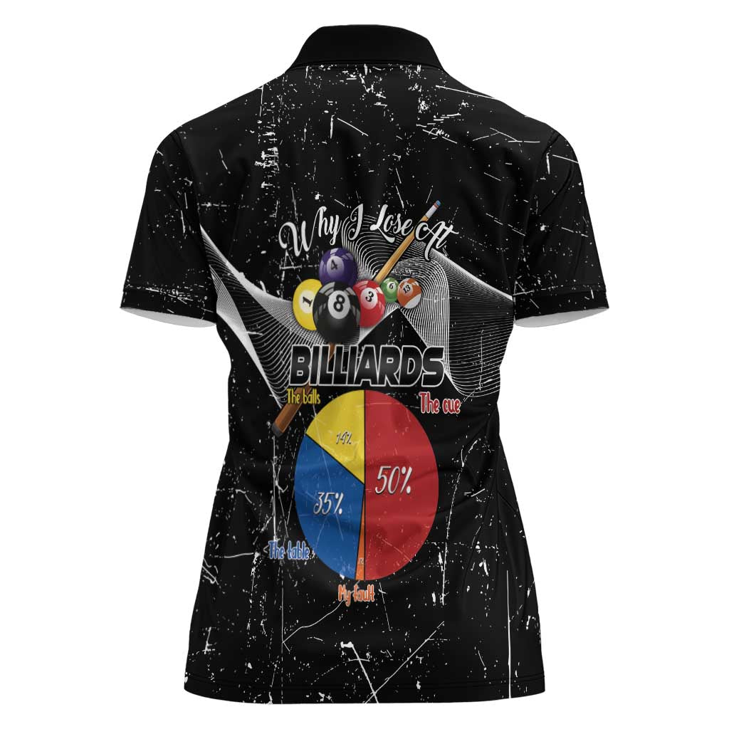 Why I Lose At Billiards Women Polo Shirt Funny Grunge Style - Wonder Print Shop