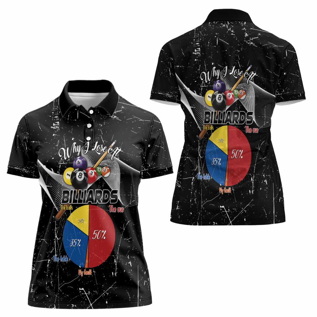 Why I Lose At Billiards Women Polo Shirt Funny Grunge Style - Wonder Print Shop
