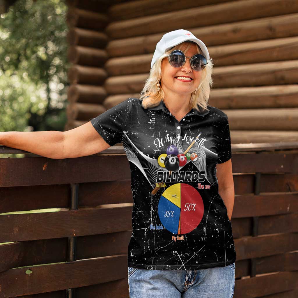 Why I Lose At Billiards Women Polo Shirt Funny Grunge Style - Wonder Print Shop