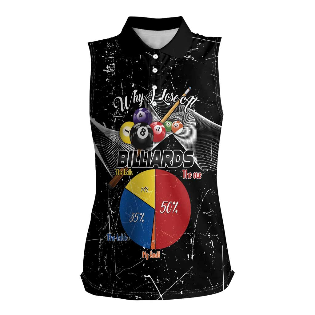 Why I Lose At Billiards Women Sleeveless Polo Shirt Funny Grunge Style - Wonder Print Shop