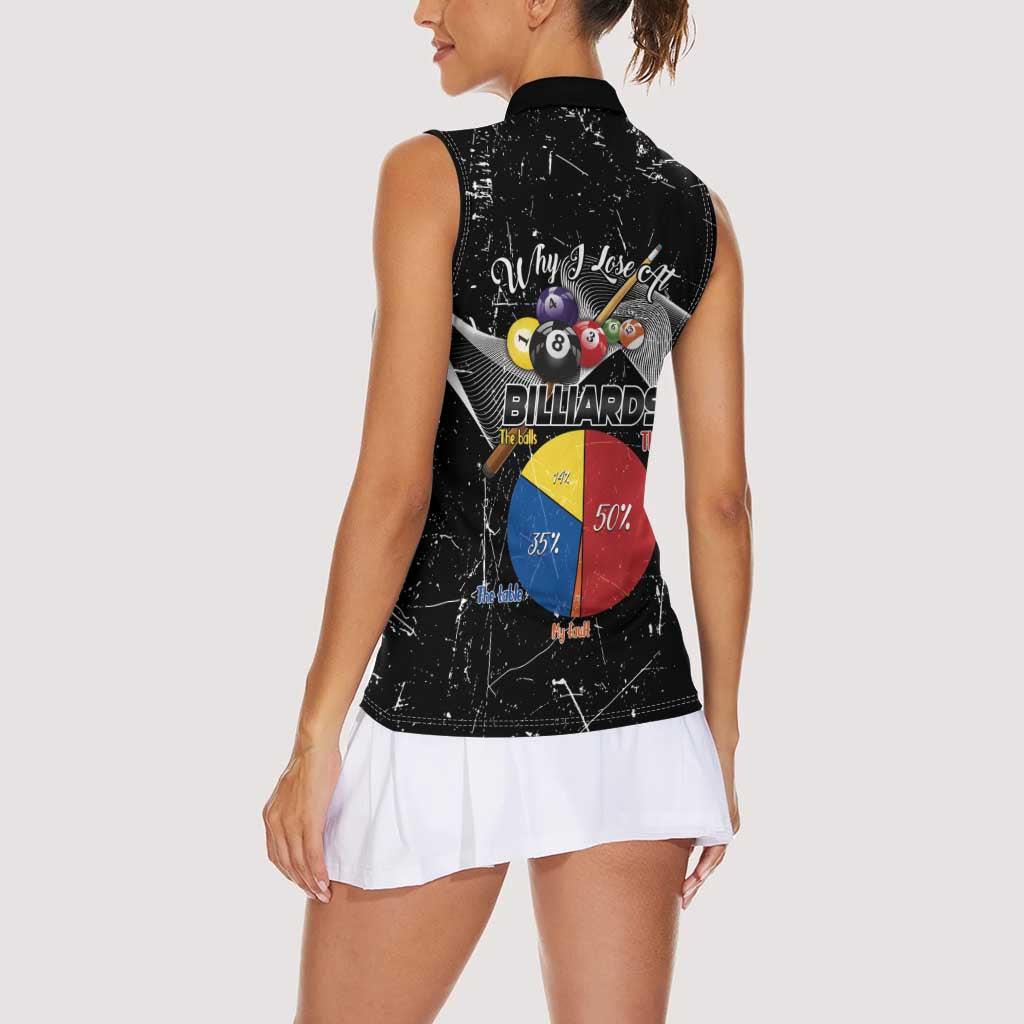 Why I Lose At Billiards Women Sleeveless Polo Shirt Funny Grunge Style - Wonder Print Shop