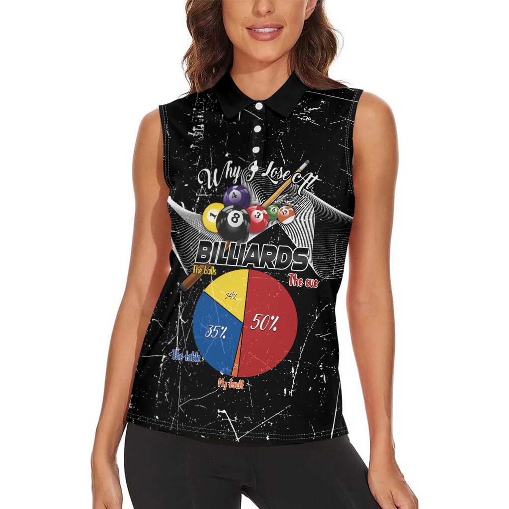 Why I Lose At Billiards Women Sleeveless Polo Shirt Funny Grunge Style - Wonder Print Shop