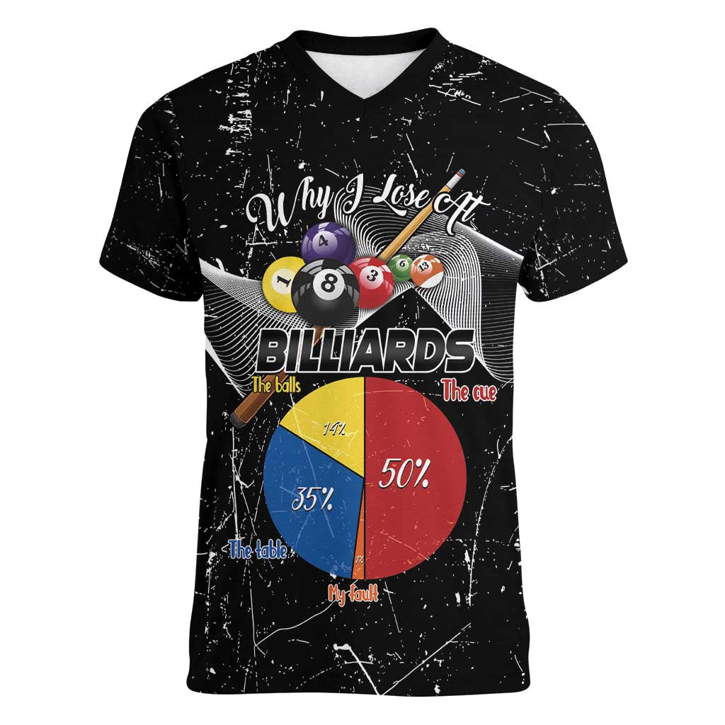 Why I Lose At Billiards Women V-Neck T-Shirt Funny Grunge Style - Wonder Print Shop