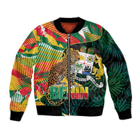Personalized Benin Independence Day Bomber Jacket Coat Of Arms Leopard Oil Palm Leaves