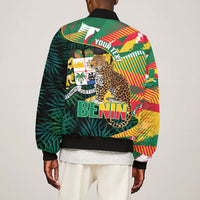 Personalized Benin Independence Day Bomber Jacket Coat Of Arms Leopard Oil Palm Leaves