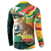 Personalized Benin Independence Day Button Sweatshirt Coat Of Arms Leopard Oil Palm Leaves