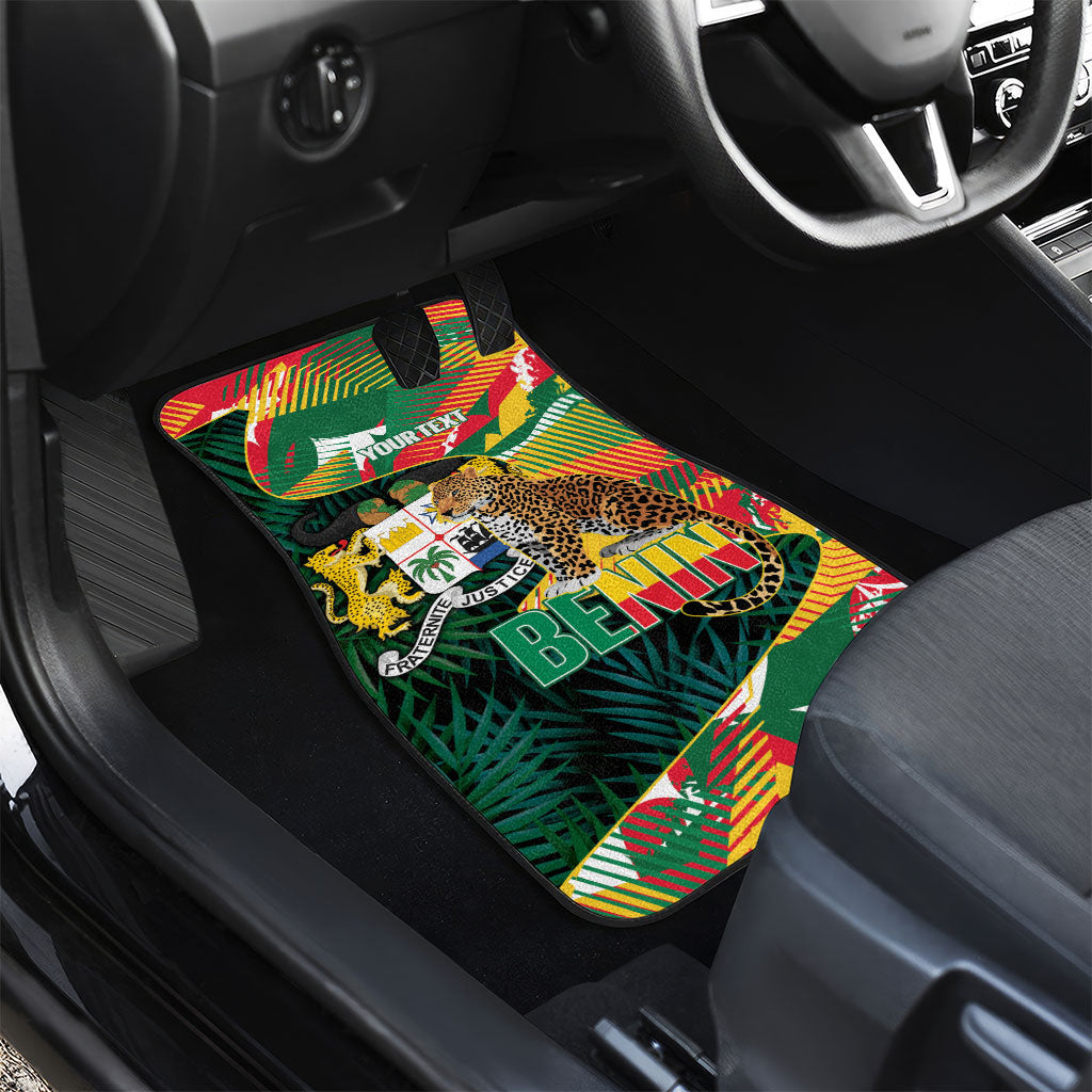 Personalized Benin Independence Day Car Mats Coat Of Arms Leopard Oil Palm Leaves