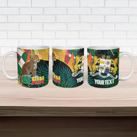 Personalized Benin Independence Day Ceramic Mug Coat Of Arms Leopard Oil Palm Leaves