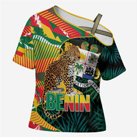 Personalized Benin Independence Day Cross Shoulder Shirt Coat Of Arms Leopard Oil Palm Leaves