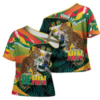 Personalized Benin Independence Day Cross Shoulder Shirt Coat Of Arms Leopard Oil Palm Leaves