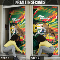 Personalized Benin Independence Day Door Cover Coat Of Arms Leopard Oil Palm Leaves