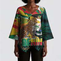Personalized Benin Independence Day Kimono Sleeve Blouse Coat Of Arms Leopard Oil Palm Leaves