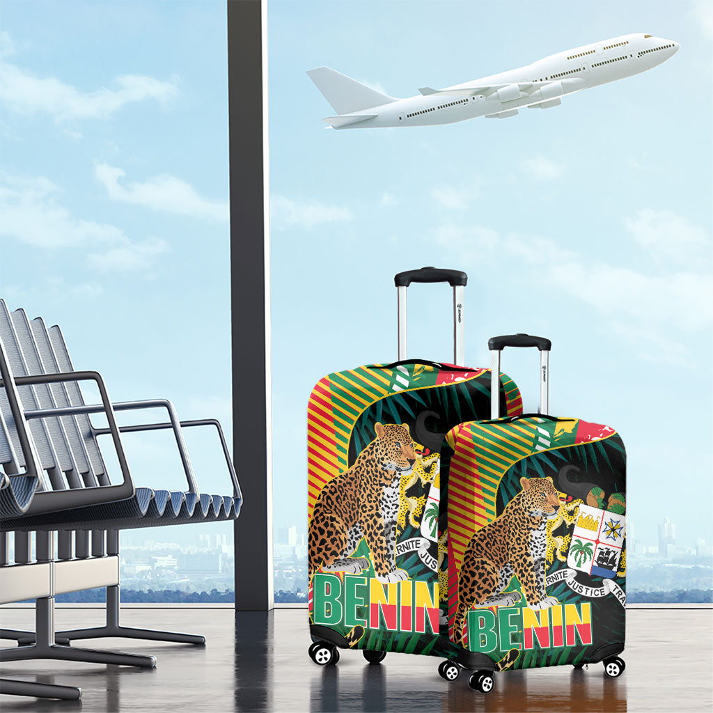 Benin Independence Day Luggage Cover Coat Of Arms Leopard Oil Palm Leaves