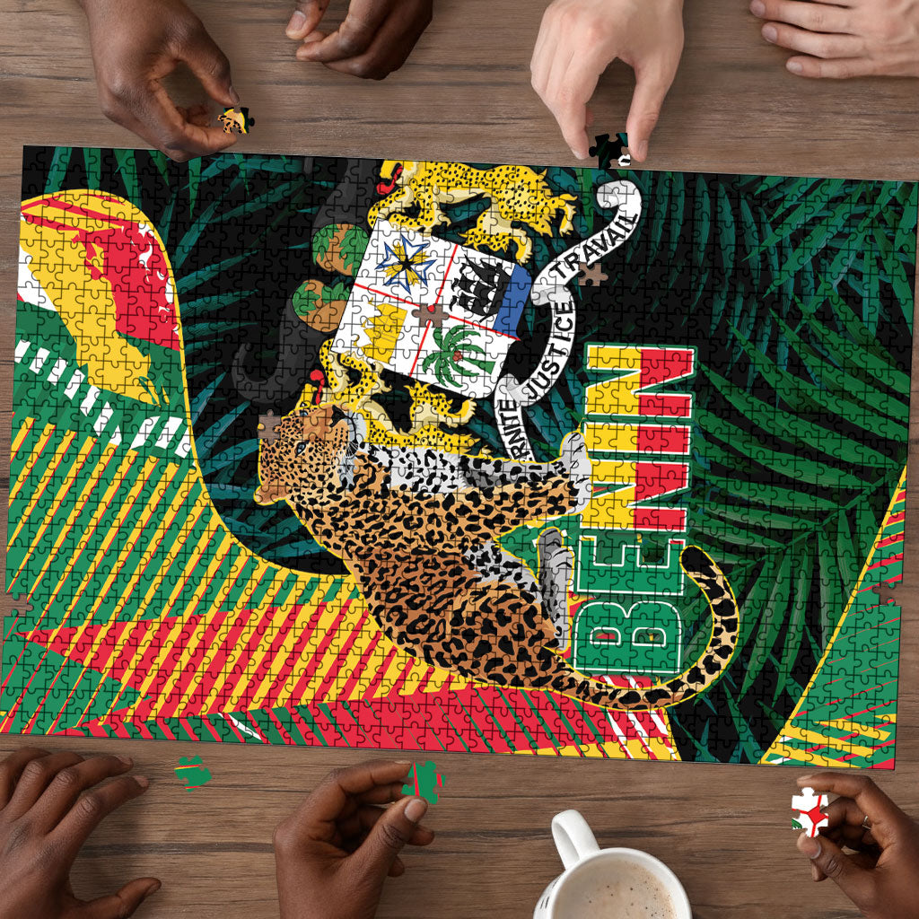Benin Independence Day Puzzle Coat Of Arms Leopard Oil Palm Leaves