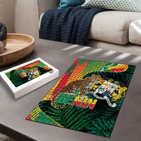 Benin Independence Day Puzzle Coat Of Arms Leopard Oil Palm Leaves