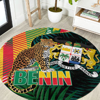 Benin Independence Day Round Carpet Coat Of Arms Leopard Oil Palm Leaves