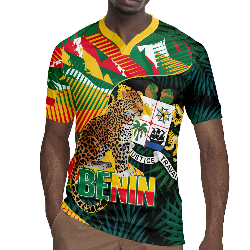 Personalized Benin Independence Day Rugby Jersey Coat Of Arms Leopard Oil Palm Leaves