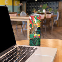 Personalized Benin Independence Day Skinny Tumbler Coat Of Arms Leopard Oil Palm Leaves