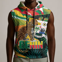 Personalized Benin Independence Day Sleeveless Hoodie Coat Of Arms Leopard Oil Palm Leaves