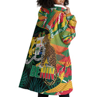Personalized Benin Independence Day Wearable Blanket Hoodie Coat Of Arms Leopard Oil Palm Leaves