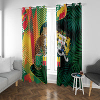 Benin Independence Day Window Curtain Coat Of Arms Leopard Oil Palm Leaves