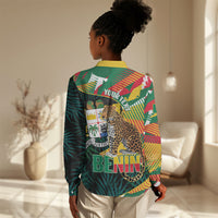 Personalized Benin Independence Day Women Casual Shirt Coat Of Arms Leopard Oil Palm Leaves