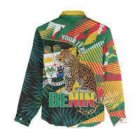 Personalized Benin Independence Day Women Casual Shirt Coat Of Arms Leopard Oil Palm Leaves
