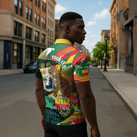 Personalized Benin Independence Day Zipper Polo Shirt Coat Of Arms Leopard Oil Palm Leaves