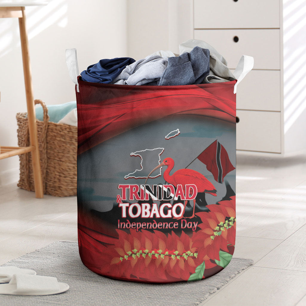 Trinidad and Tobago Independence Day Laundry Basket Scarlet Ibis And Chaconia Flowers