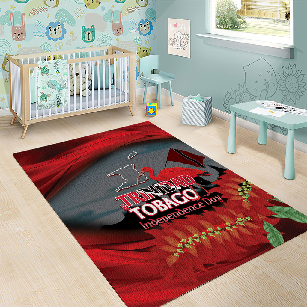 Trinidad and Tobago Independence Day Area Rug Scarlet Ibis And Chaconia Flowers