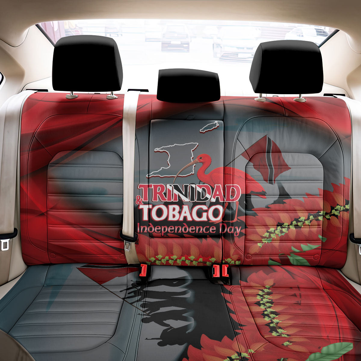 Trinidad and Tobago Independence Day Back Car Seat Cover Scarlet Ibis And Chaconia Flowers