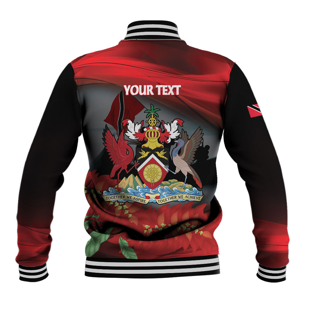 Personalized Trinidad and Tobago Independence Day Baseball Jacket Scarlet Ibis And Chaconia Flowers
