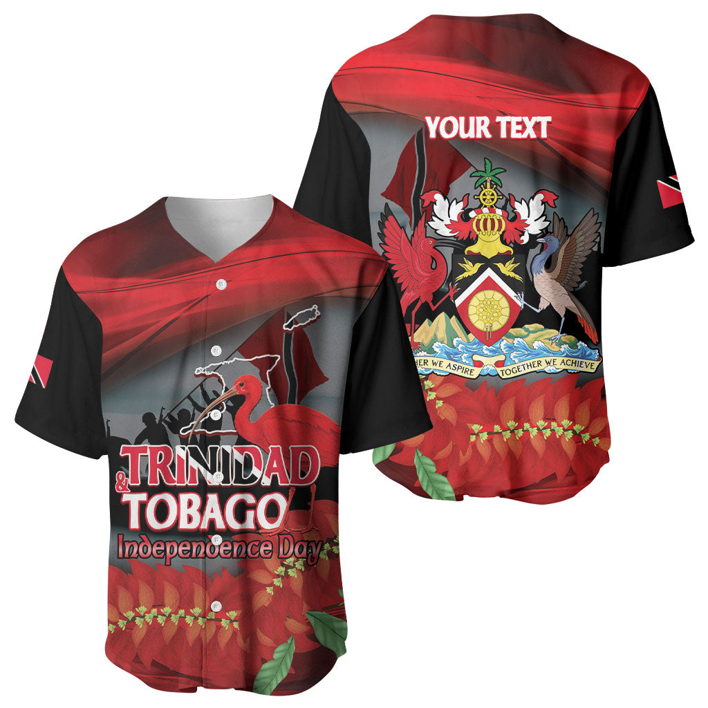 Personalized Trinidad and Tobago Independence Day Baseball Jersey Scarlet Ibis And Chaconia Flowers