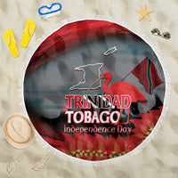 Trinidad and Tobago Independence Day Beach Blanket Scarlet Ibis And Chaconia Flowers