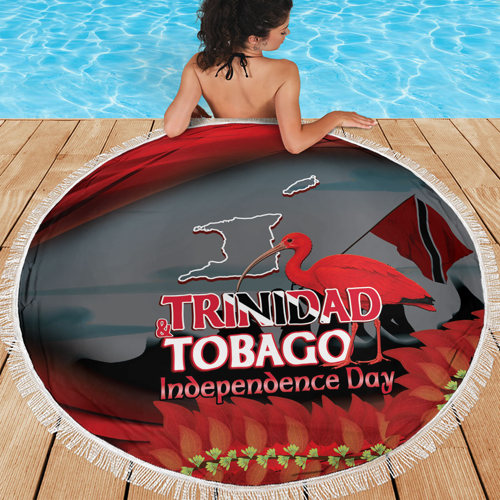 Trinidad and Tobago Independence Day Beach Blanket Scarlet Ibis And Chaconia Flowers