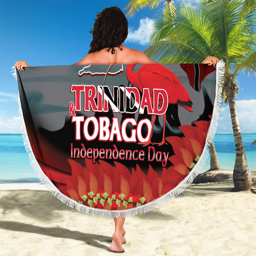 Trinidad and Tobago Independence Day Beach Blanket Scarlet Ibis And Chaconia Flowers