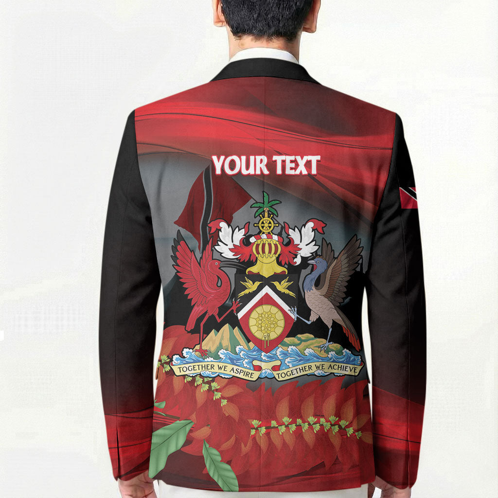 Personalized Trinidad and Tobago Independence Day Blazer Scarlet Ibis And Chaconia Flowers